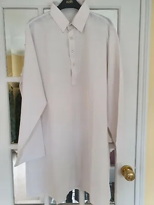 Men's Shirt Indian Kurta Tunic White Solid Plain Comfort Fit • £10
