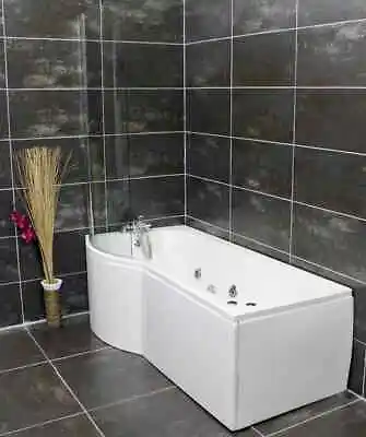 Left Hand P Shape Bath Showerbath & Screen With Whirlpool Jets & Light Options • £662.49