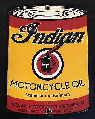 Vintage Style Porcelain Indian Motorcycle Oil Dealer Sign Porcelain 11 X 8 Inch • $98