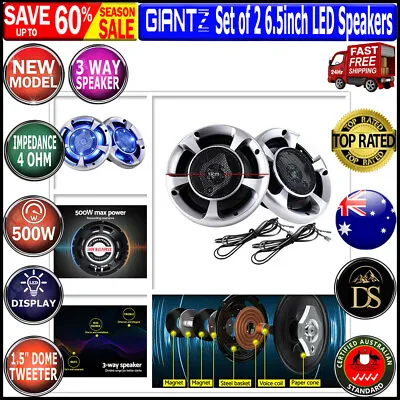 2x MaxTurbo 6.5  Inch Car Speakers LED Light 500W Stereo 3-WAY Audio Component • $39.27