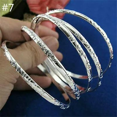 £3.48 • Buy Women Lady 925 Silver Filled Crystal Chain Bangle Cuff Charm Bracelet Jewelry