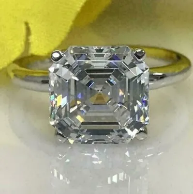 2CT Asscher Cut Moissanite Solitaire Engagement Wedding 925 Sterling Silver Ring • $162