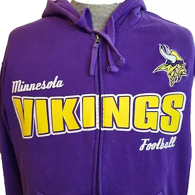 Minnesota Vikings Hoodie Mens Large Purple Spell Out Full Zip GIII Hands High • $49.99