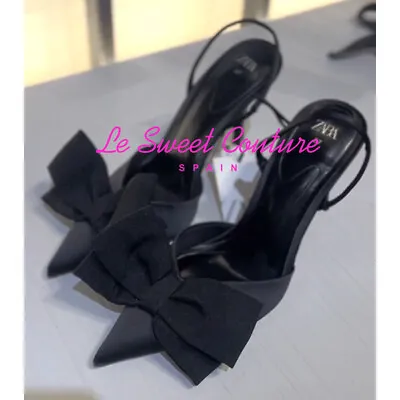 $54.90 • Buy Zara Woman Nwt Fw23 Black Bow Trim Heeled Shoes All Sizes 3235/210