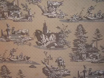 Brunschwig & Fils Scenes Helvetiques Historic Toile BTY Color Sepia • $52