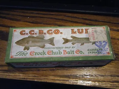 VERY RARE C.C.B. Co Creek Chub  Wooden Fishing Lure BOX ONLY WITH NRA STAMP • $90