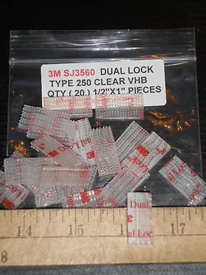 3m Sj3560 Clear Dual Lock Vhb Type 250 1  X 1/2   20 Pcs  Reclosable Fastener • $6.99