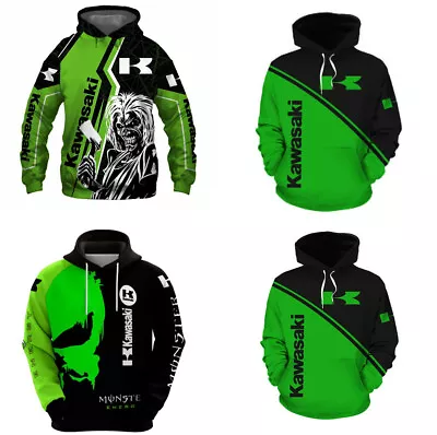 Unisex 3D Kawasaki Casual Hoodies Sweatshirt Pullover Hooded Top Jumper T-shirt • £9.90