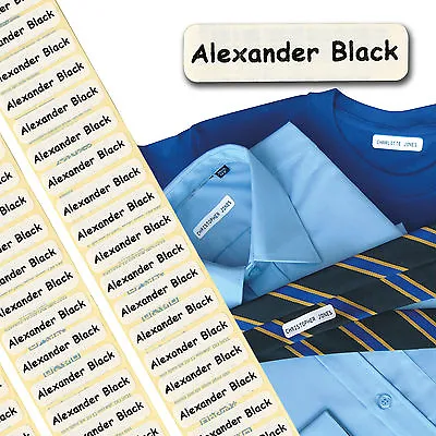 50 Printed Name Labels/Tags IRON-ON School Tapes Soft Satin Fabric INC POSTAGE • £4.99