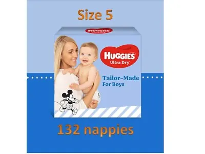 Huggies Ultra Dry Nappies For Boys Size 5 13 - 18 Kg 132 Pack • $79.99