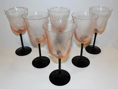 Rare Arte Murano Icet Italy Art Glass Set Of 6 Pink Amethyst Wine/water Goblets • $248.99
