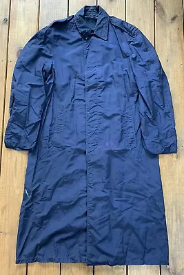 Vintage 50s US Air Force Military Navy Blue Raincoat Trench Coat Mens Size 36 L • $49.99