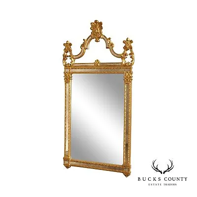 LaBarge Italian Rococo Style Giltwood Carved Wall Mirror • $1195