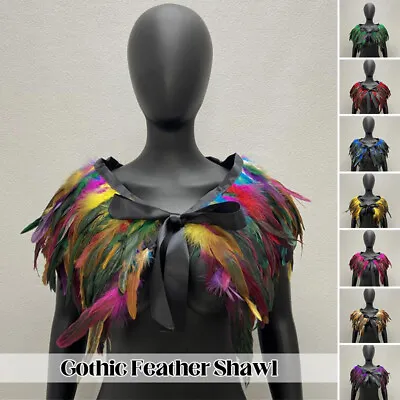 Gothic Feather Shawl Shrugs For Women Punk Fake Collar Feather Shoulder Cape  • $12.12