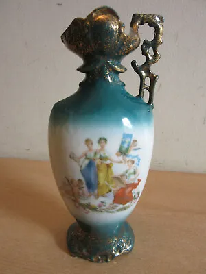 Antique Victoria Carlsbad Austria Porcelain Handled Vase Pitcher #265 Cherubs  • $50