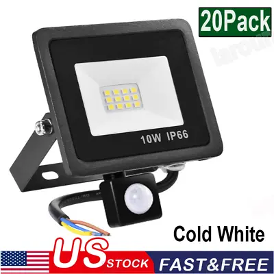 $89.99 • Buy 20X 10W PIR Motion Sensor LED Flood Light Outdoor Security Lighting Cool White