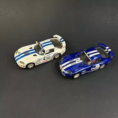 Vintage Carrera Evolution 1:32 Blue & White Dodge Viper Slot Car Set • $49.99