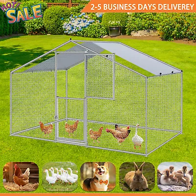 20ftx10ftx 6.56ft Metal Walk In Chicken Coop Run Cage Rabbit Hutch Hen House USA • $158.89