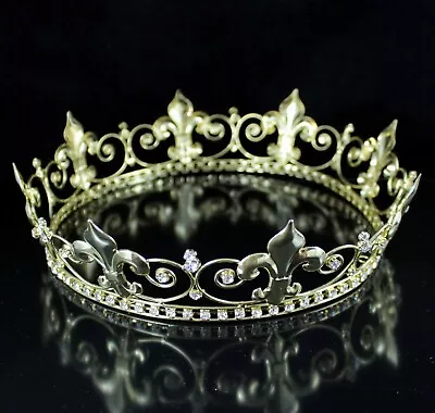 Medieval Theater King's Gold Metal Crown Fleur-De-Lis Men's Hair Accessory H910 • $25.99