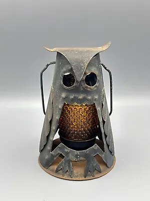 Old Vintage Rustic Farmhouse Metal Tin Owl Lantern Light Candle Holder HongKong • $25