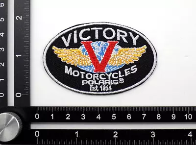 VICTORY MOTORCYCLES EMBROIDERED PATCH IRON/SEW ON ~2-7/8  X 1-7/8  VISION GUNNER • $6.99