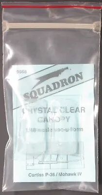 Squadron 1/48th Scale Vacuform Canopy For Curtiss P-36 Item No. 9568 • $12.59
