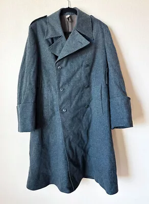 WWII 1940s Swiss Military Wool Trench Coat Vintage Overcoat Army MINT Green Mens • $85