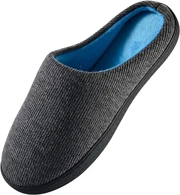 Mens Memory Foam Slippers Wide Plush Lining Warm Comfy Indoor 9/ 10  9.5/10.5 • $20.99
