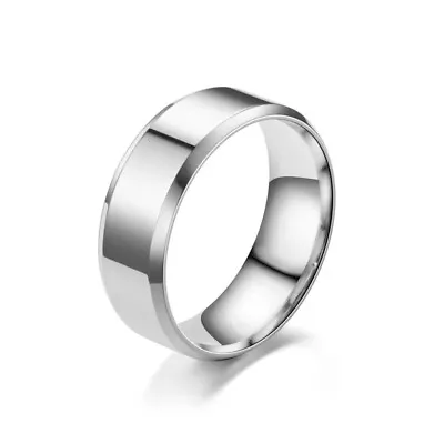 8mm Silver Matte Stainless Steel Rings For Men Woman Fashion Jewelry Gift Size 9 • $0.01