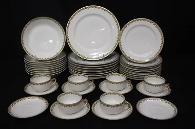 40pc Haviland Limoges BLANK 1125 RED Sprig Flowers W/Gold Service For 8 France • £237.53