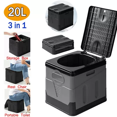 20L Folding Toilet Camping Toilet Outdoor Caravan Travel Portable Storage Box • $49.99