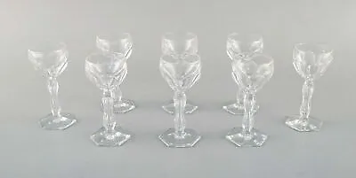 $400 • Buy Val St. Lambert, Belgium. Eight Lalaing Glasses In Mouth-blown Crystal Glass.