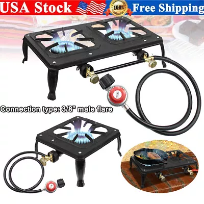 $40 • Buy Outdoor BBQ Cooker Regulator Cast Iron Propane LPG Gas Camping Stove Burner Set