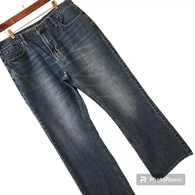 American Eagle Jeans 36x30 Blue Low Rise Bootcut 100% Cotton Denim Medium Wash • $26.41