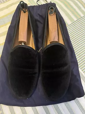 Del Toro Men Velvet Slippers 11 Black Excellent Condition W Bag And Shoe Trees • $125