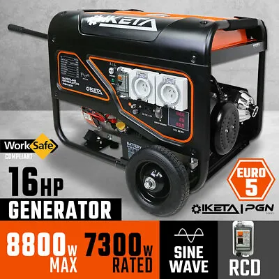 Petrol Generator Sine Wave 8800W Max 16HP RCD Site Camping Portable Power Supply • $1129