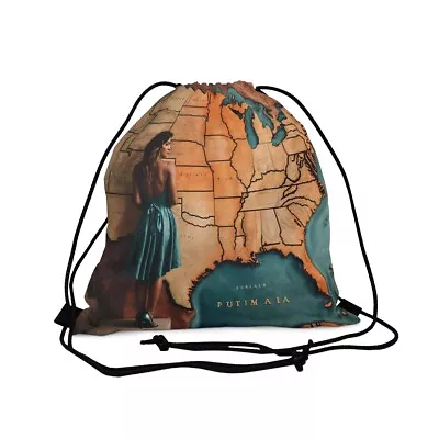 Vintage Map & Traditional Attire Women's Drawstring Bag • $25