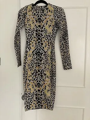 Ladies Zara Stretch Animal Print Fitted Longsleeve Dress . Size Small • $12.44