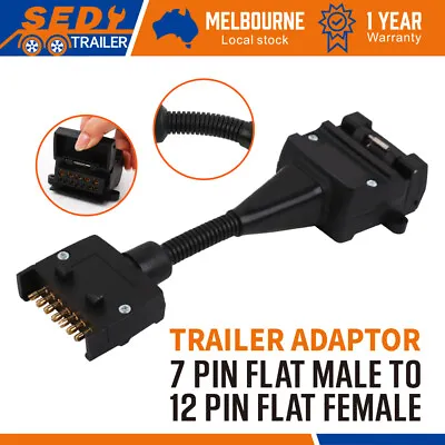$17.99 • Buy 12 Pin Female Socket To 7 Pin Flat Plug Trailer Adaptor Caravan Wiring Connector