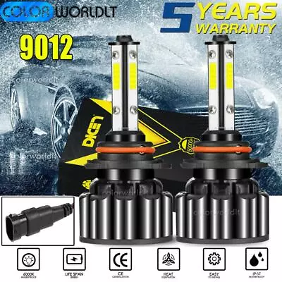 4-Sides HIR2 9012 LED Headlight Bulbs Kit High Low Beam 6000K Super Bright Power • $9.99