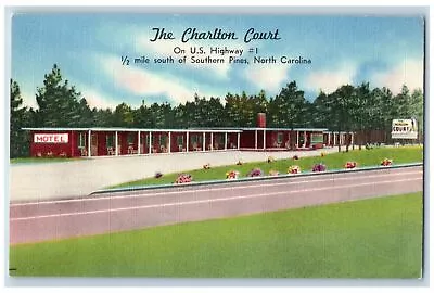 C1940's Charlton Court Hotel & Restaurant Southern Pines North Carolina Postcard • £9.59