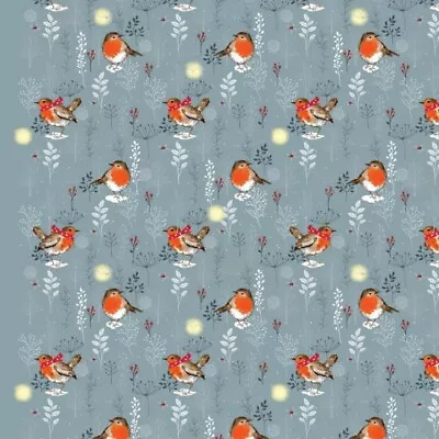 £3.95 • Buy Nutex Winter Moon Christmas Fabric Robin Owl Hare 100% Cotton Fat Quarters-metre