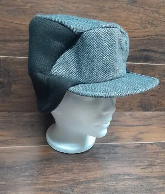 Dockers Herringbone Trapper Hat S/M Winter Cap Beanie Ear Flaps Mens Wool Blend • $16
