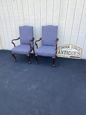 00001 Pair Mahogany Queen Anne Armchair Chair S HAWORTH WOOD Furniture • $475