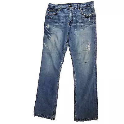 AX Armani Exchange Distressed Straight Leg Denim Jeans Mens Size 36 Long • $30