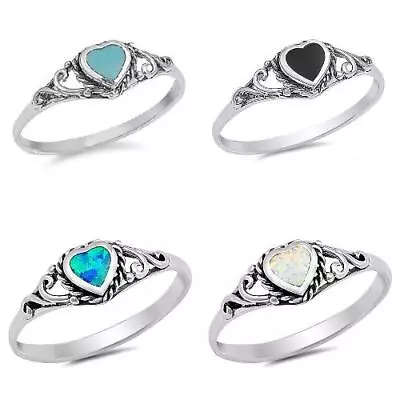 Heart Promise Ring New .925 Sterling Silver Bali Filigree Band • $11.69