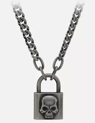 Harley-Davidson Men's Deadlock Skull Padlock Chain Necklace - Stainless Steel • $69