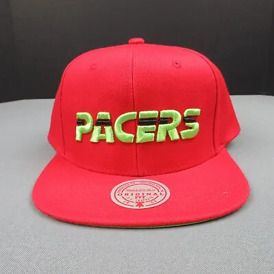 Indiana Pacers Hat Cap Snap Back Red Green Logo Mitchell Ness NBA HWC Basketball • $19.99
