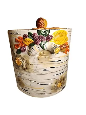 Retired Dept 56 Woodland Ceramic Corner Cookie Jar Fall Thanksgiving Cabin Acorn • $52