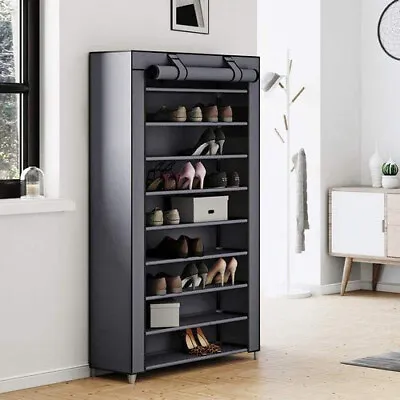 £8.99 • Buy 10 Tiers Dustproof Shoes Cabinet Storage Organiser Show Rack Shoe Stand Hold UK